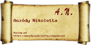 Aszódy Nikoletta névjegykártya
