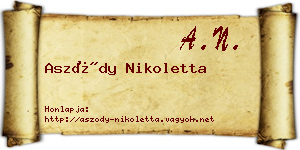 Aszódy Nikoletta névjegykártya